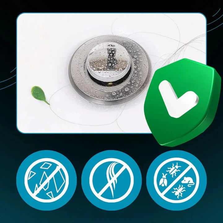 Pop Up Sink Stopper with Dual Silicone Seal and Built-In Strainer Valideals Outlet