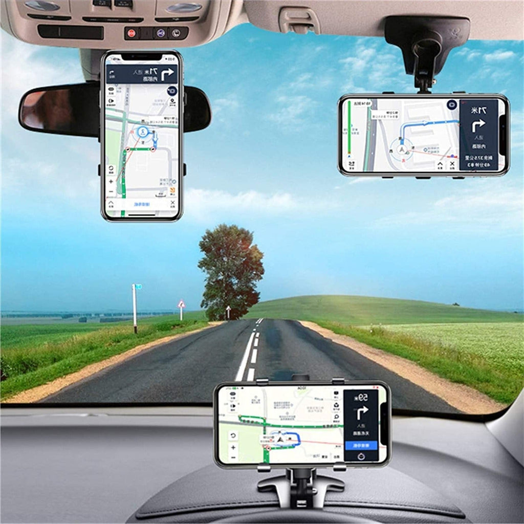 Car Phone Mount with 360 Degree Rotation and One-Hand Release, Fits Visor Rearview Dash Valideals Outlet