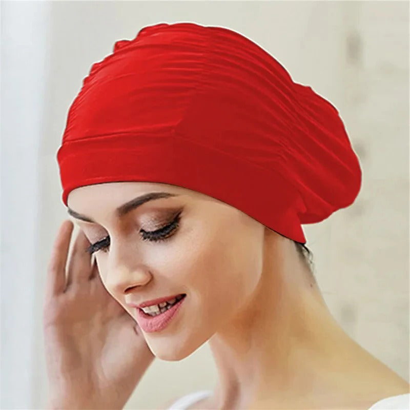 Turban Stretch Swimming Cap with Twist Front Detail and Quick Dry Design Valideals Outlet