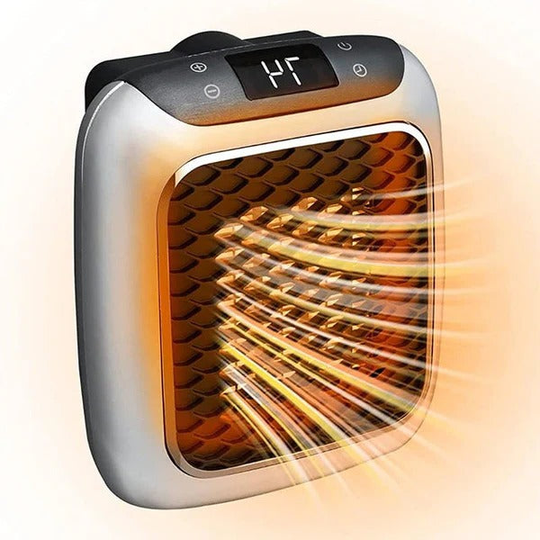 Plug-In Heater with 800W Ceramic Element and 12-Hour Timer, LED Thermostat Valideals Outlet