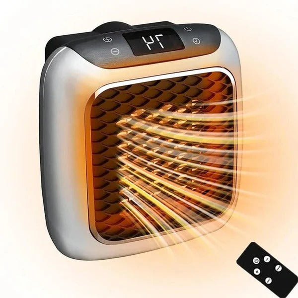 Plug-In Heater with 800W Ceramic Element and 12-Hour Timer, LED Thermostat Valideals Outlet