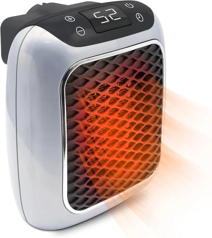 Plug-In Heater with 800W Ceramic Element and 12-Hour Timer, LED Thermostat Valideals Outlet