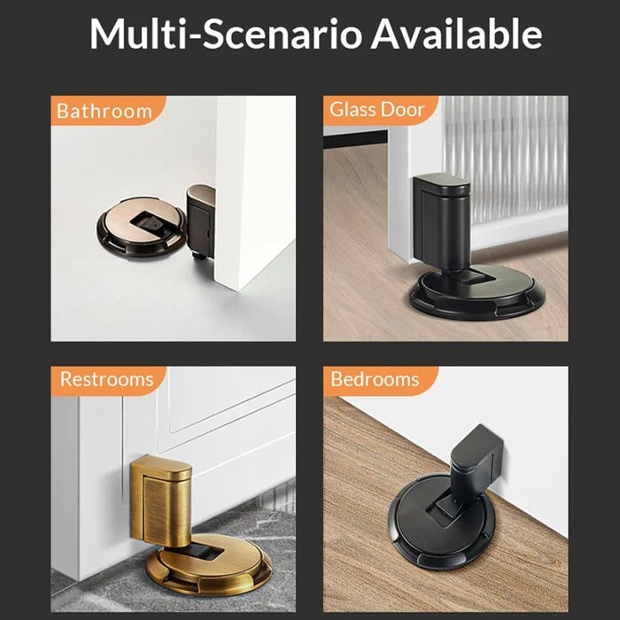 Adjustable Door Stopper with Rubber Pad and Lock, Zinc Alloy for Thick Doors Valideals Outlet