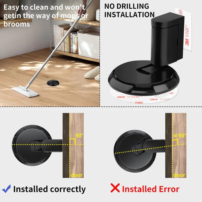 Adjustable Door Stopper with Rubber Pad and Lock, Zinc Alloy for Thick Doors Valideals Outlet