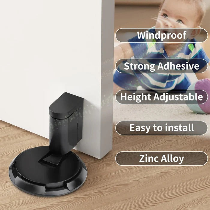 Adjustable Door Stopper with Rubber Pad and Lock, Zinc Alloy for Thick Doors Valideals Outlet