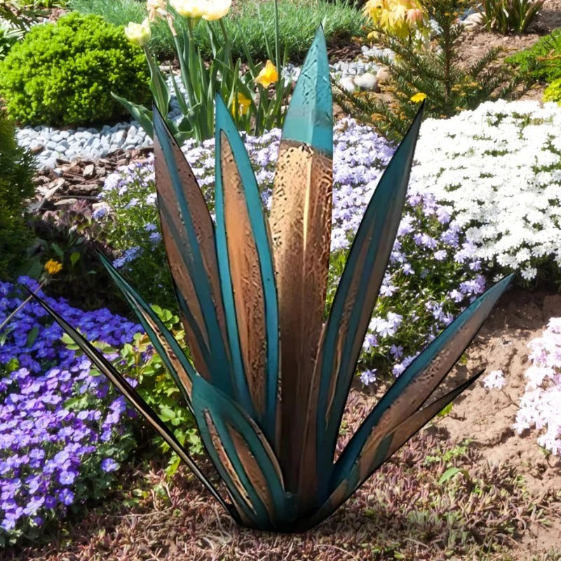 Metal Agave Plant with Rustic Patina and Weather-Resistant Steel, 28 Inch Valideals Outlet
