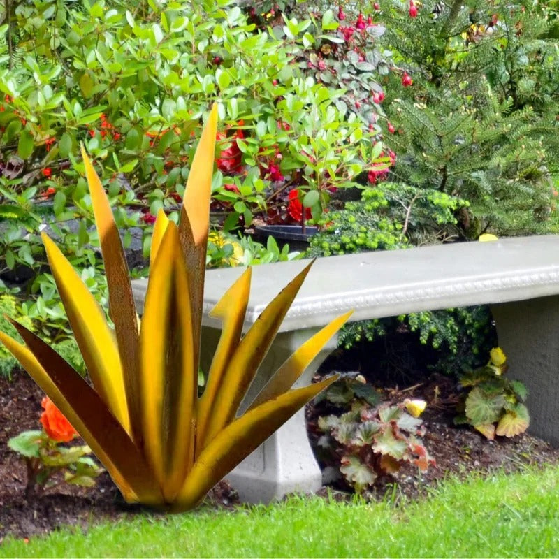 Metal Agave Plant with Rustic Patina and Weather-Resistant Steel, 28 Inch Valideals Outlet