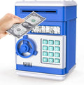 Electronic Piggy Bank with 4-Digit Lock and Key Backup, Motorized Bill Intake, for Kids Valideals Outlet