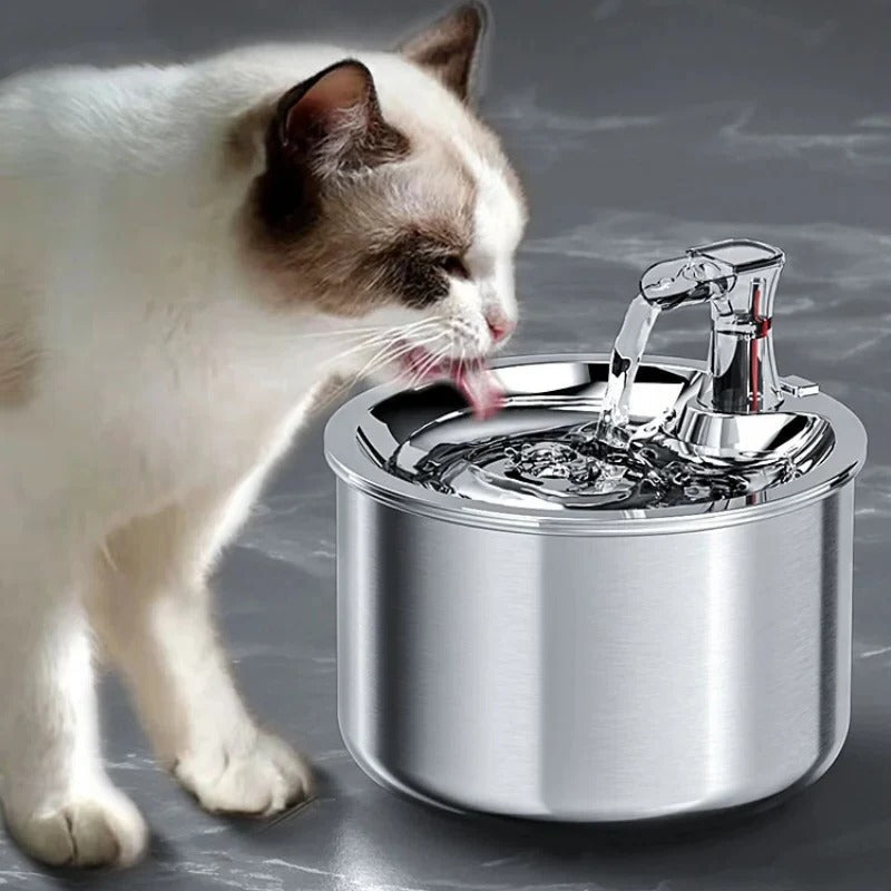 Cat Water Fountain with Stainless Steel Bowl and Four-Layer Filter, 2.1 Qt USB Charging Valideals Outlet