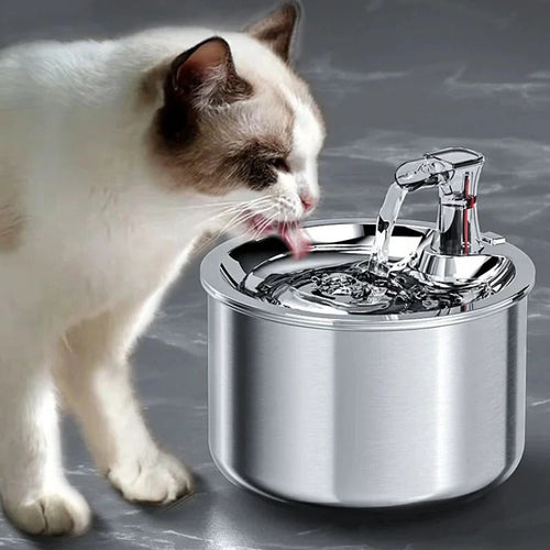 Cat Water Fountain with Stainless Steel Bowl and Four-Layer Filter, 2.1 Qt USB Charging Valideals Outlet