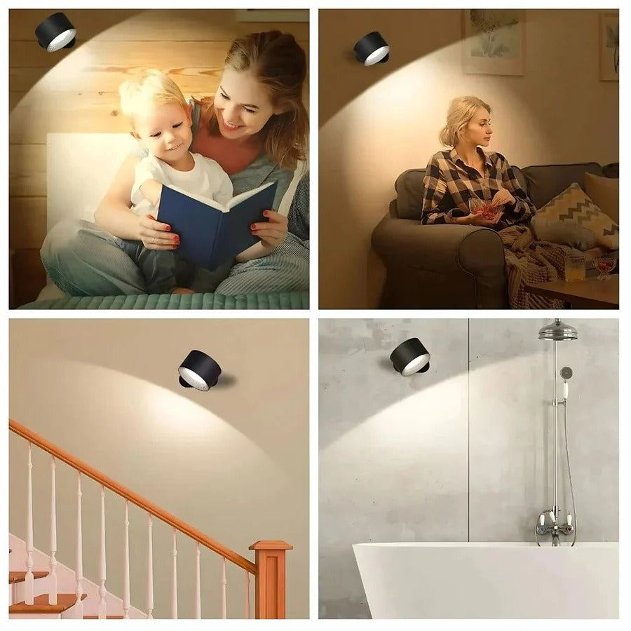 Rechargeable Wall Lamp with 360° Swivel and Touch Dimmer, 3-Temp LED, 2000mAh Valideals Outlet