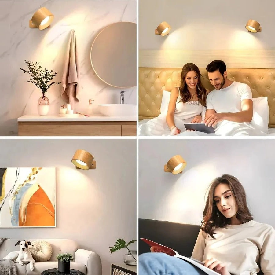 Rechargeable Wall Lamp with 360° Swivel and Touch Dimmer, 3-Temp LED, 2000mAh Valideals Outlet