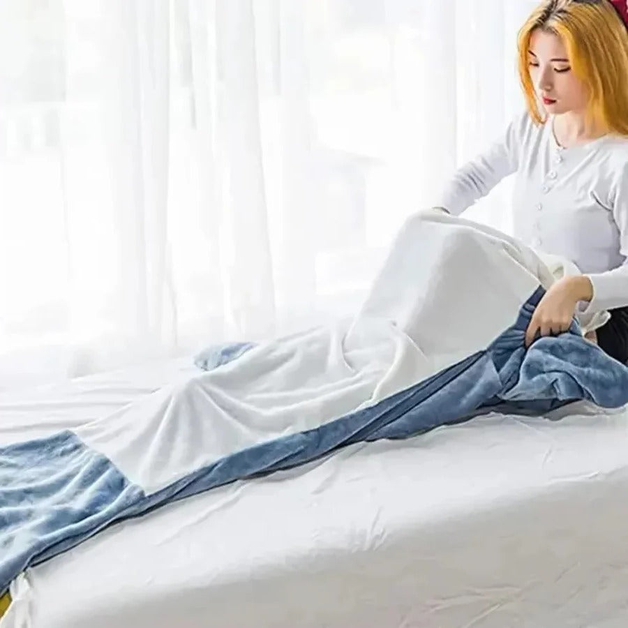 Shark Hoodie Blanket with Soft Flannel Polyester and Hooded Foot Pouch, One Size Valideals Outlet