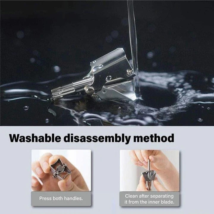 Nose Hair Trimmer with Stainless Steel Body and Rounded Safety Blades, Manual Twist Valideals Outlet