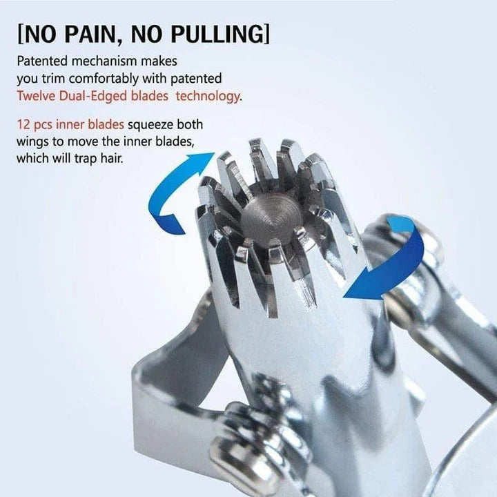 Nose Hair Trimmer with Stainless Steel Body and Rounded Safety Blades, Manual Twist Valideals Outlet