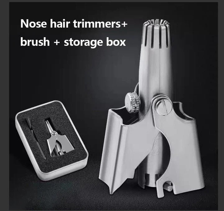 Nose Hair Trimmer with Stainless Steel Body and Rounded Safety Blades, Manual Twist Valideals Outlet