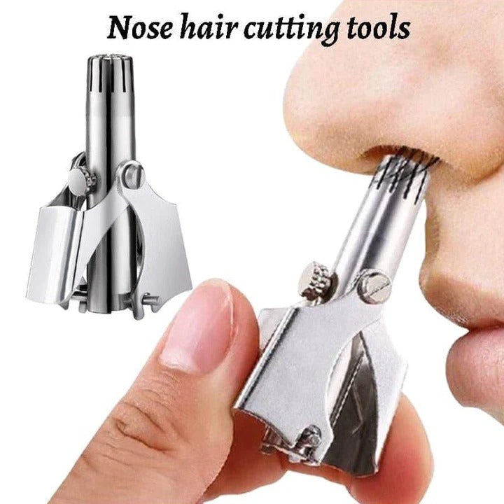 Nose Hair Trimmer with Stainless Steel Body and Rounded Safety Blades, Manual Twist Valideals Outlet