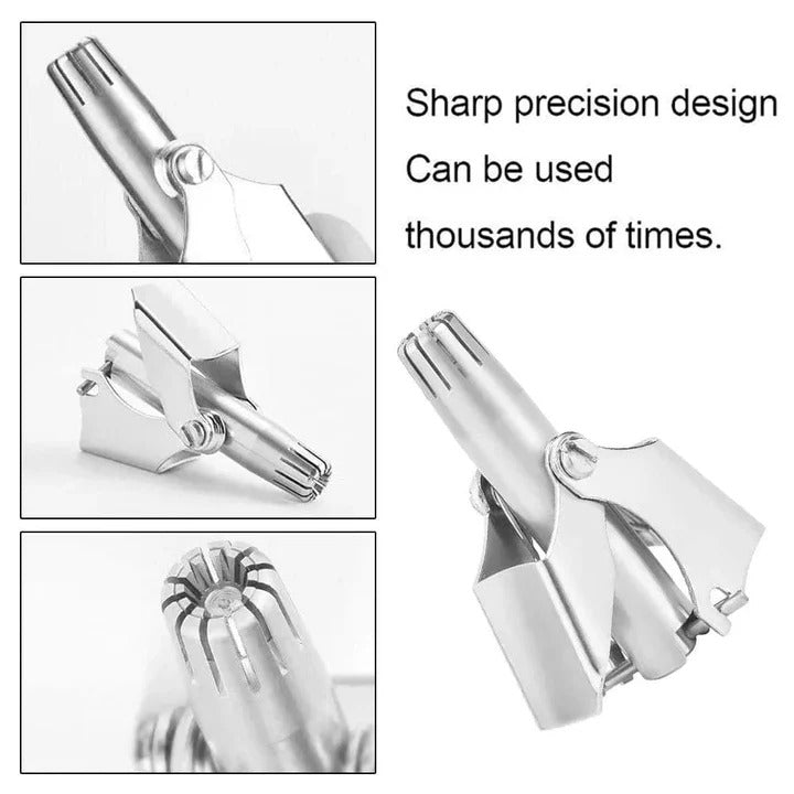 Nose Hair Trimmer with Stainless Steel Body and Rounded Safety Blades, Manual Twist Valideals Outlet
