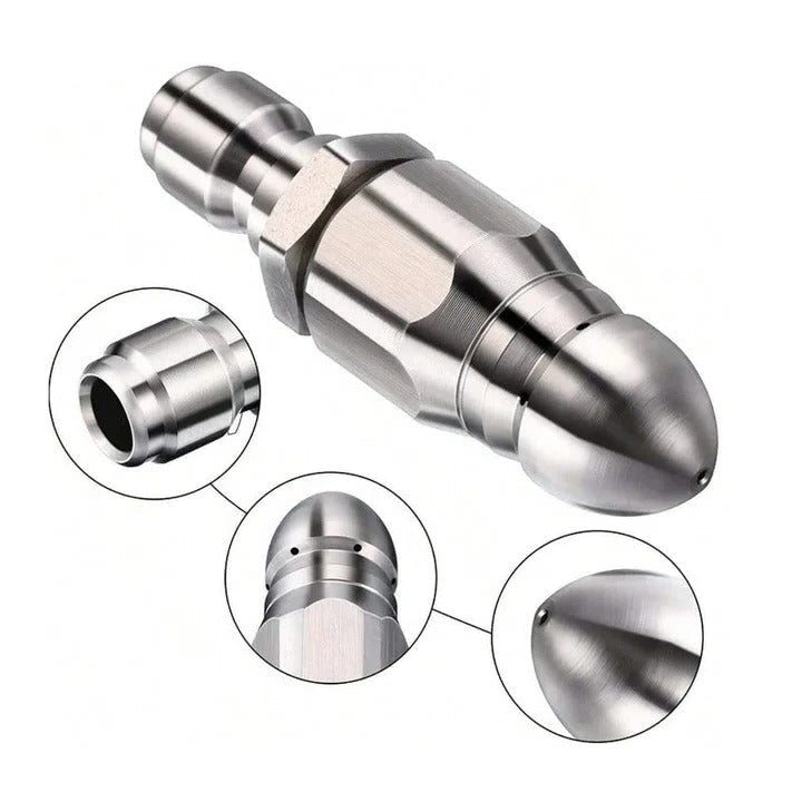 Sewer Jetter Nozzle with Pointed Stainless Tip and Universal Hose Fit, 0.39 Inch Tip Valideals Outlet