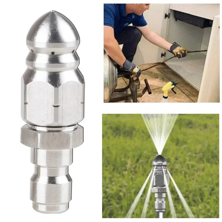 Sewer Jetter Nozzle with Pointed Stainless Tip and Universal Hose Fit, 0.39 Inch Tip Valideals Outlet