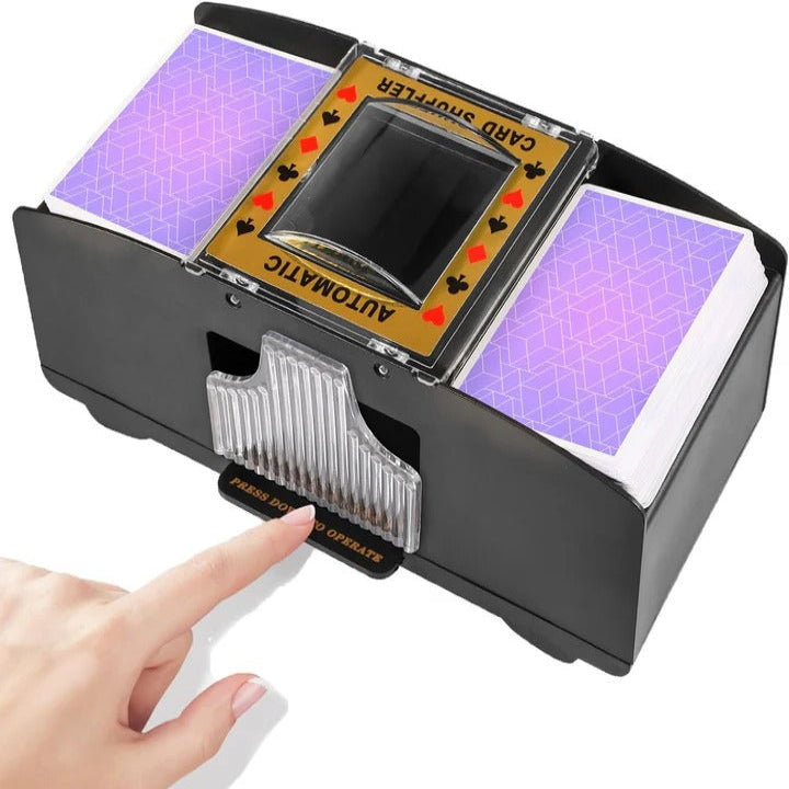 Automatic Card Shuffler with Two-Deck Capacity and Front Output Tray, Battery Powered Valideals Outlet