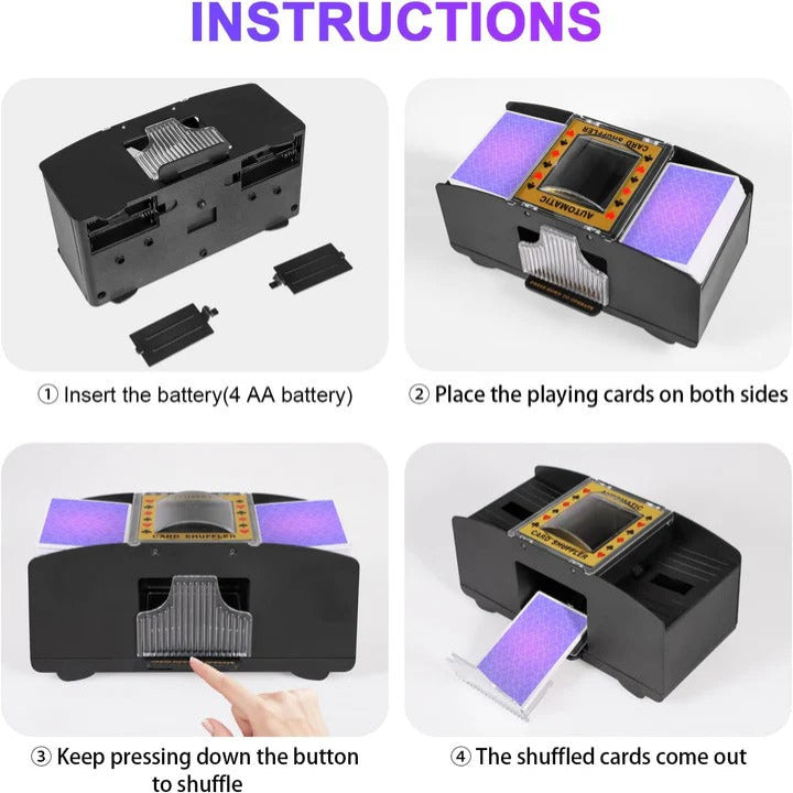 Automatic Card Shuffler with Two-Deck Capacity and Front Output Tray, Battery Powered Valideals Outlet