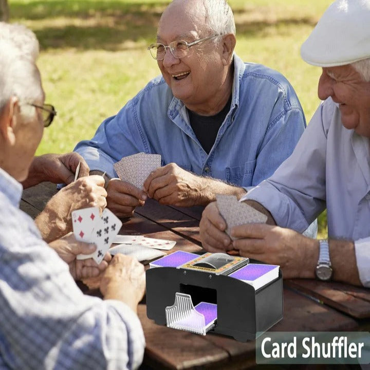 Automatic Card Shuffler with Two-Deck Capacity and Front Output Tray, Battery Powered Valideals Outlet