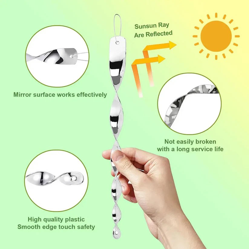 Reflective Bird Deterrent Spiral Rod with Rope and Wind Power, Pack of 12 or 24 Valideals Outlet