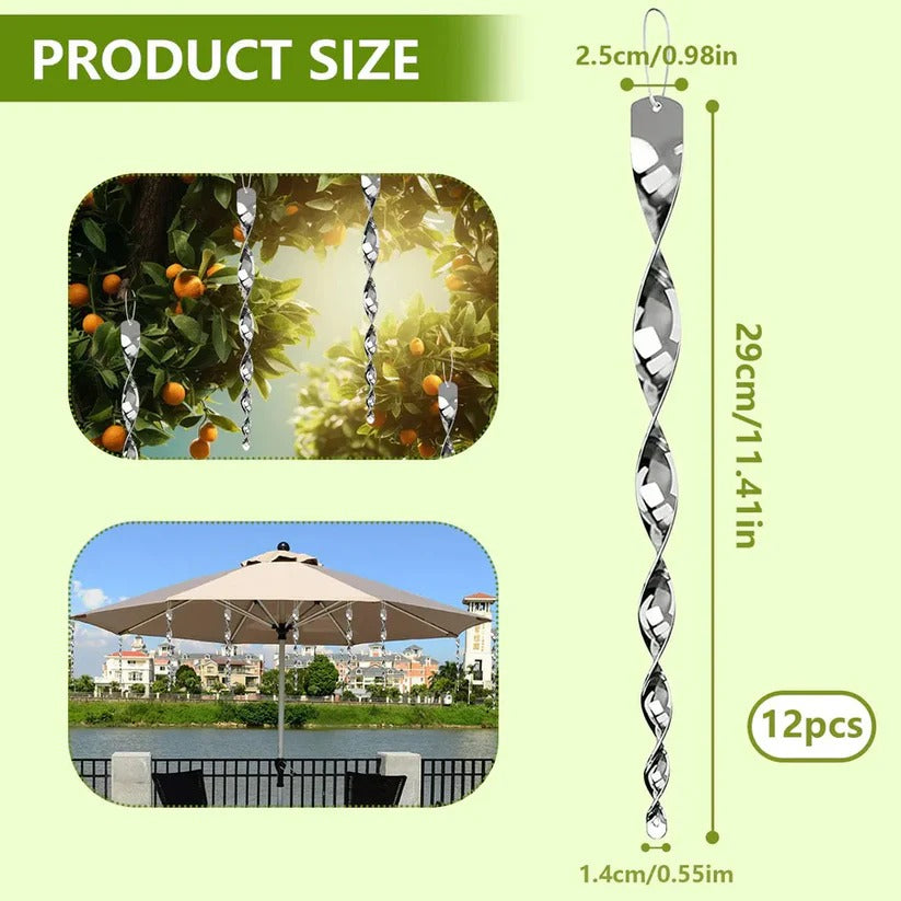 Reflective Bird Deterrent Spiral Rod with Rope and Wind Power, Pack of 12 or 24 Valideals Outlet