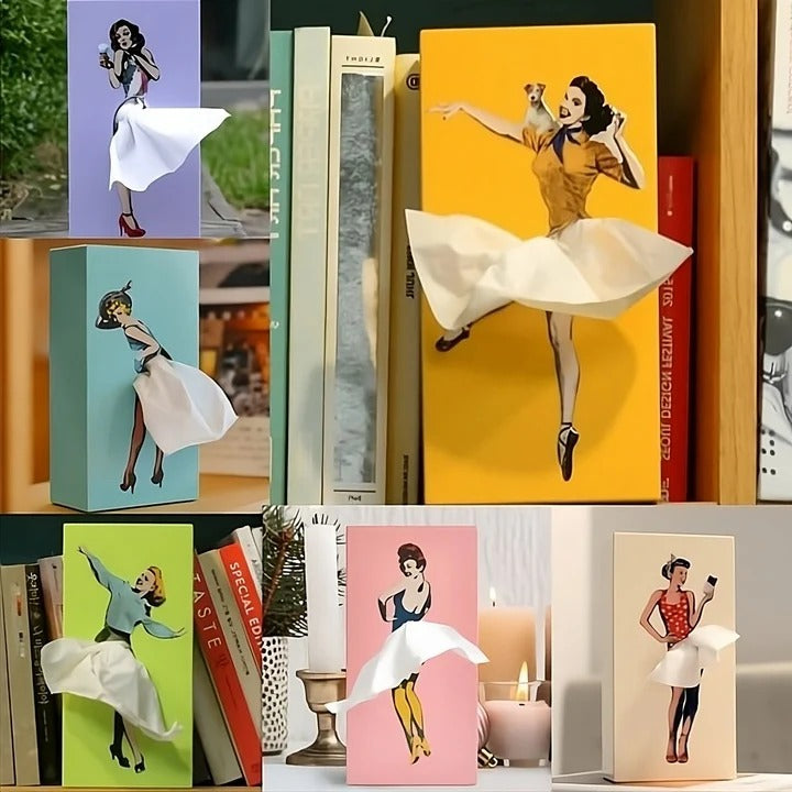 Tissue Box Cover with Spinning Skirt and Weighted Base, Fits Standard Boxes Valideals Outlet
