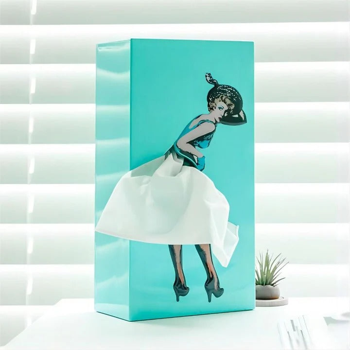 Tissue Box Cover with Spinning Skirt and Weighted Base, Fits Standard Boxes Valideals Outlet