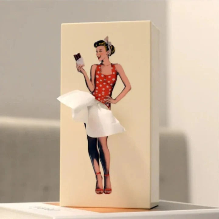 Tissue Box Cover with Spinning Skirt and Weighted Base, Fits Standard Boxes Valideals Outlet