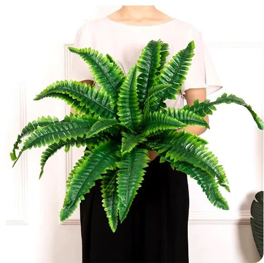 Artificial Boston Fern with 18 Full Fronds and Washable UV-Stable Material, Indoor/Outdoor Valideals Outlet