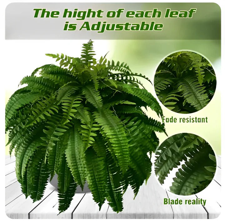 Artificial Boston Fern with 18 Full Fronds and Washable UV-Stable Material, Indoor/Outdoor Valideals Outlet