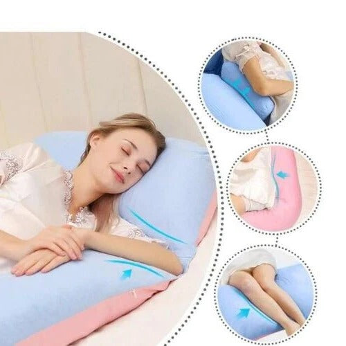 Full Body Pillow with Adjustable Memory Foam and Removable Jersey Cover, U-Shaped Valideals Outlet
