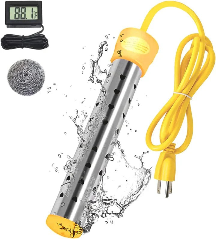 Immersion Water Heater with Guarded Coil and Insulated Handle, 220V 1000W or 2000W Valideals Outlet