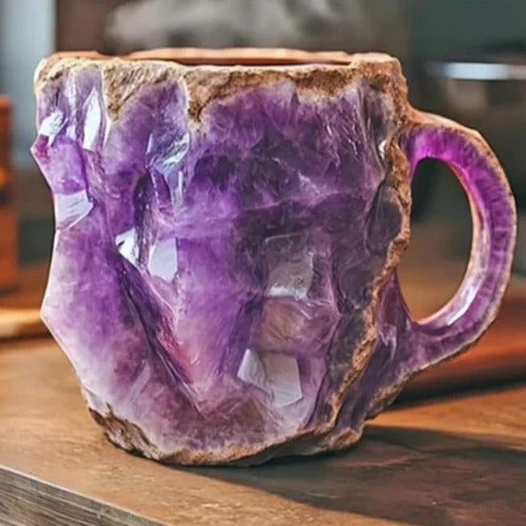 Crystal Coffee Mug with Faceted Mineral Body and Heat-Resistant Wide Rim, 10.14 Fl Oz Valideals Outlet