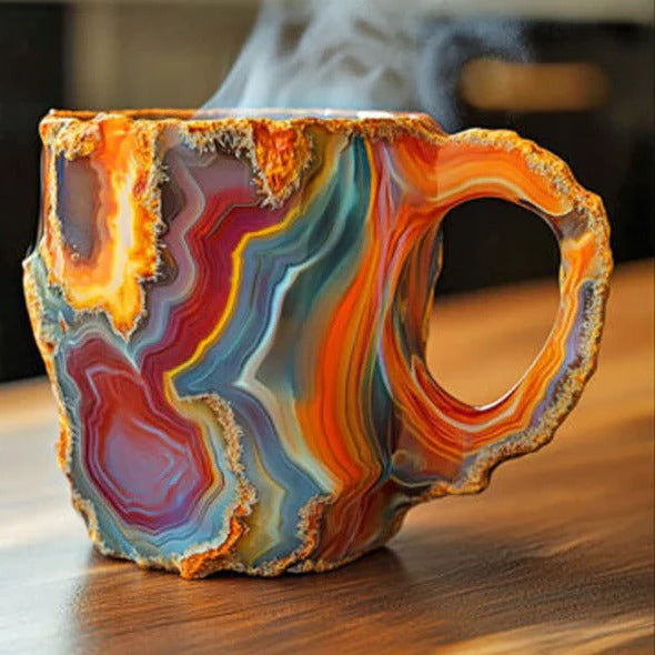 Crystal Coffee Mug with Faceted Mineral Body and Heat-Resistant Wide Rim, 10.14 Fl Oz Valideals Outlet