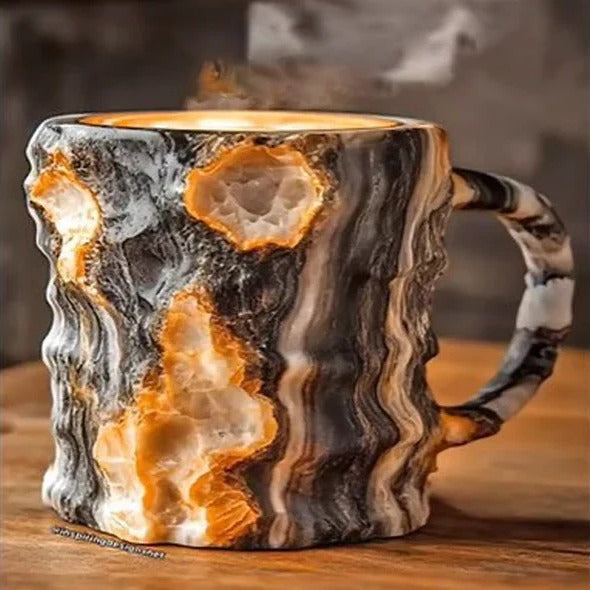 Crystal Coffee Mug with Faceted Mineral Body and Heat-Resistant Wide Rim, 10.14 Fl Oz Valideals Outlet