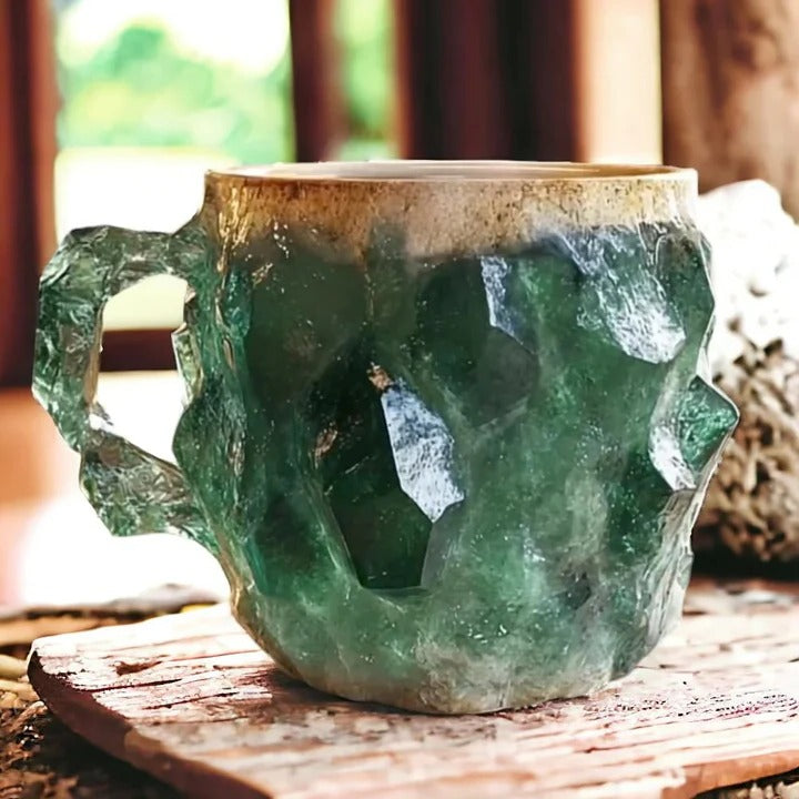 Crystal Coffee Mug with Faceted Mineral Body and Heat-Resistant Wide Rim, 10.14 Fl Oz Valideals Outlet