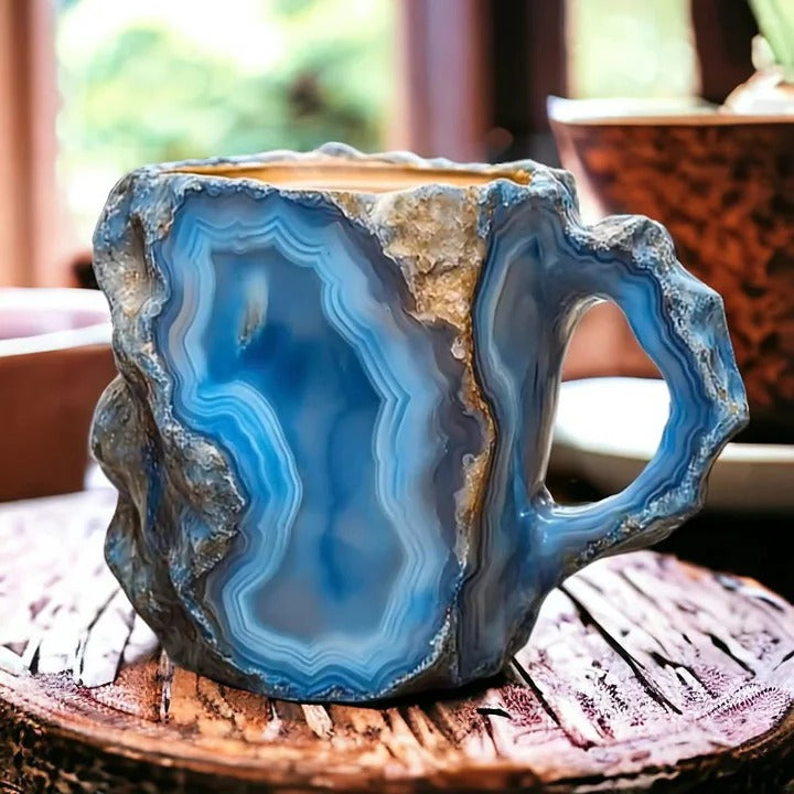Crystal Coffee Mug with Faceted Mineral Body and Heat-Resistant Wide Rim, 10.14 Fl Oz Valideals Outlet