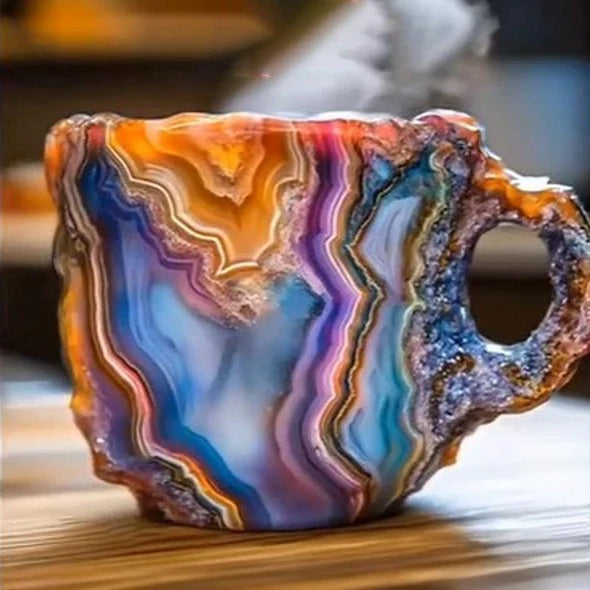 Crystal Coffee Mug with Faceted Mineral Body and Heat-Resistant Wide Rim, 10.14 Fl Oz Valideals Outlet