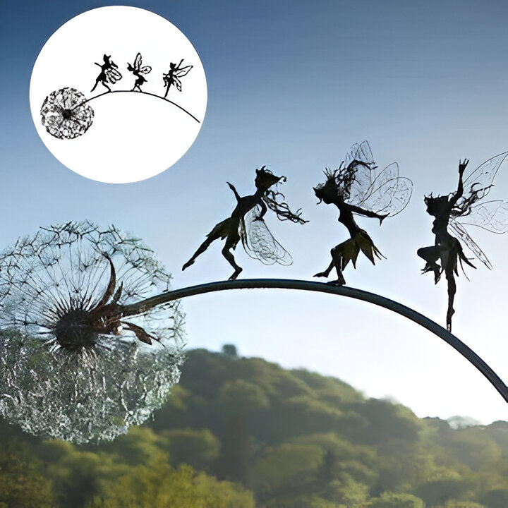 Fairy Garden Sculpture with Laser-Cut Detail and Powder-Coat Finish for Indoor Outdoor Valideals Outlet