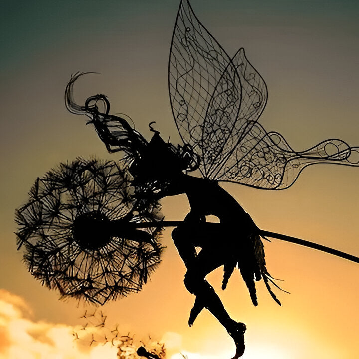 Fairy Garden Sculpture with Laser-Cut Detail and Powder-Coat Finish for Indoor Outdoor Valideals Outlet