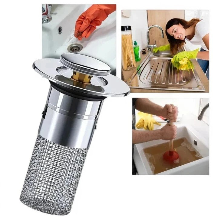 Pop Up Sink Stopper with Dual Silicone Seal and Built-In Strainer Valideals Outlet