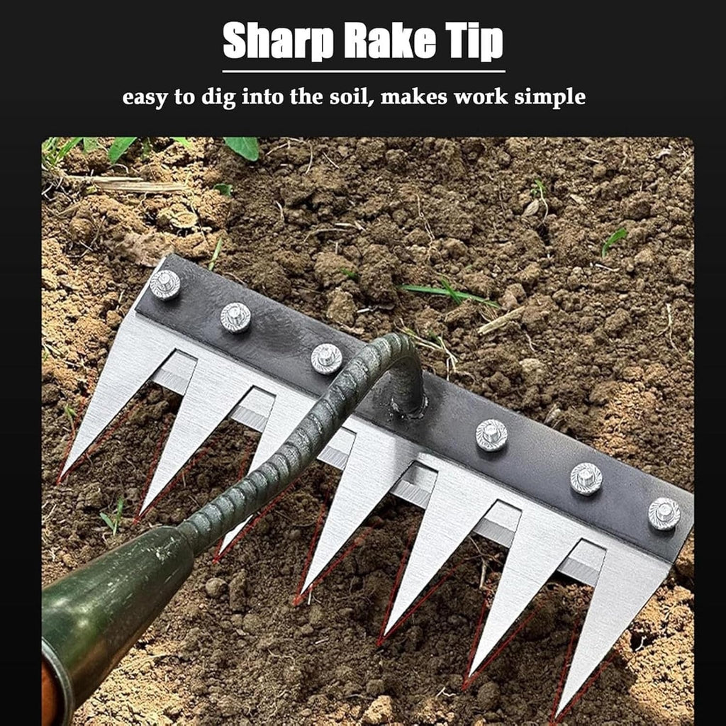 Garden Weeding Rake with Carbon Steel Tines and Comfort Grip, Fits Standard Handle Valideals Outlet