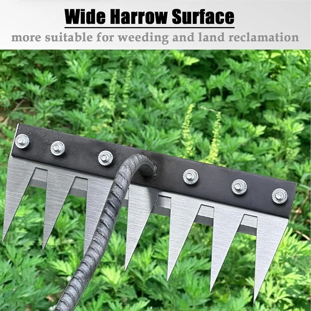 Garden Weeding Rake with Carbon Steel Tines and Comfort Grip, Fits Standard Handle Valideals Outlet