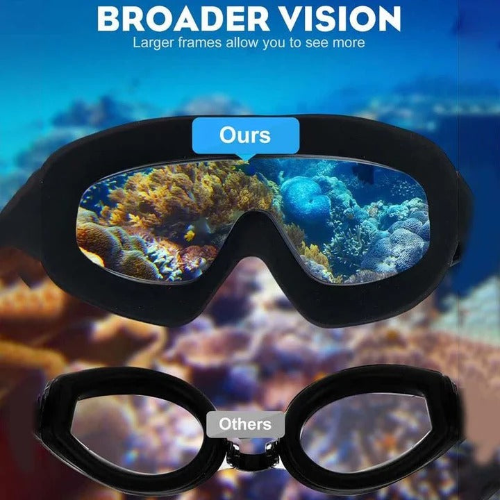 Swim Goggles with Anti Fog Polycarbonate Lenses and Wide Peripheral Frame Valideals Outlet
