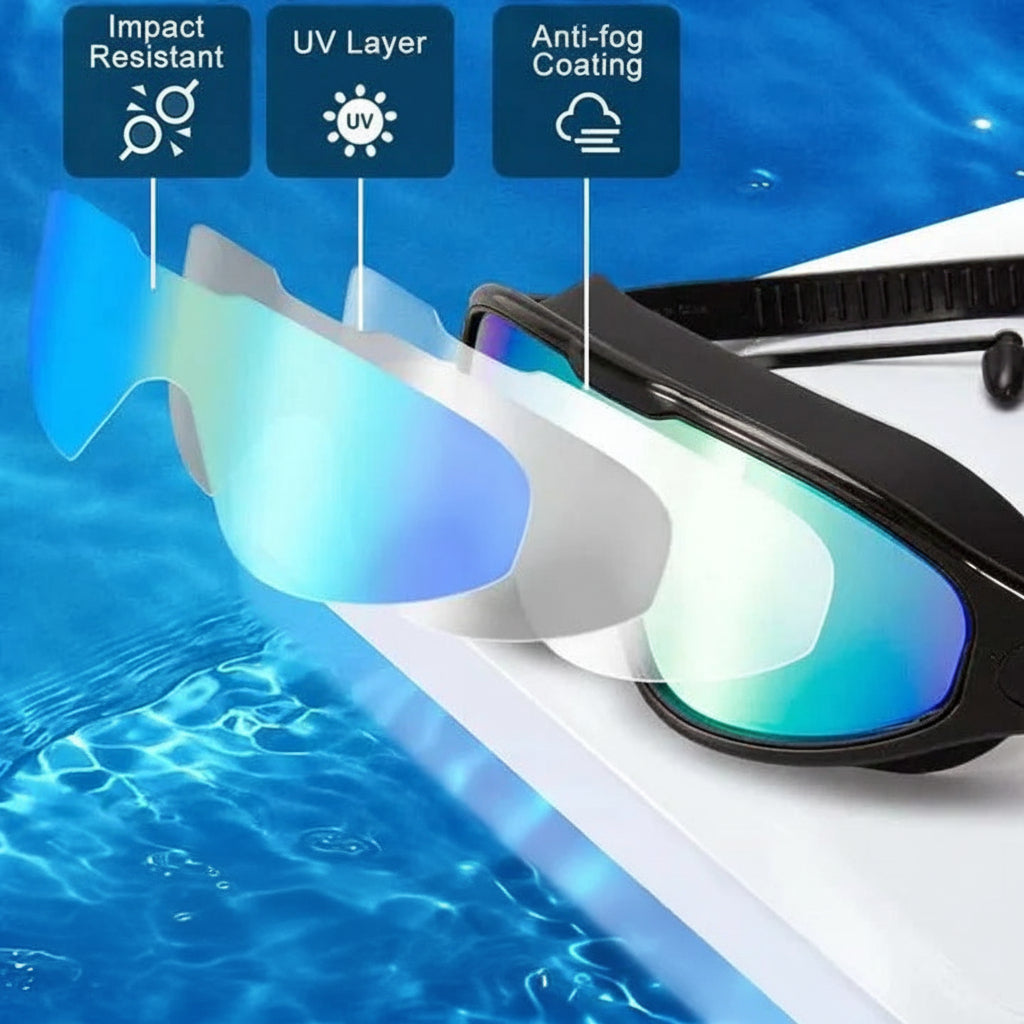 Swim Goggles with Anti Fog Polycarbonate Lenses and Wide Peripheral Frame Valideals Outlet