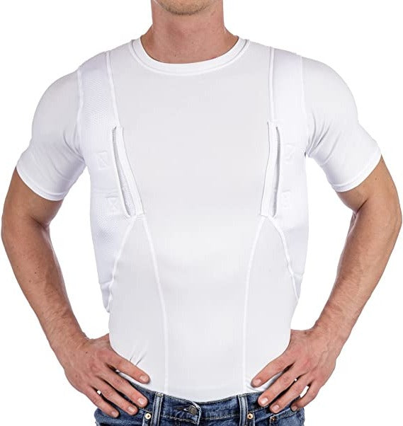 Concealed Carry Shirt with Ambidextrous Holsters and Padded Mesh, 19cm Pocket Depth Valideals Outlet
